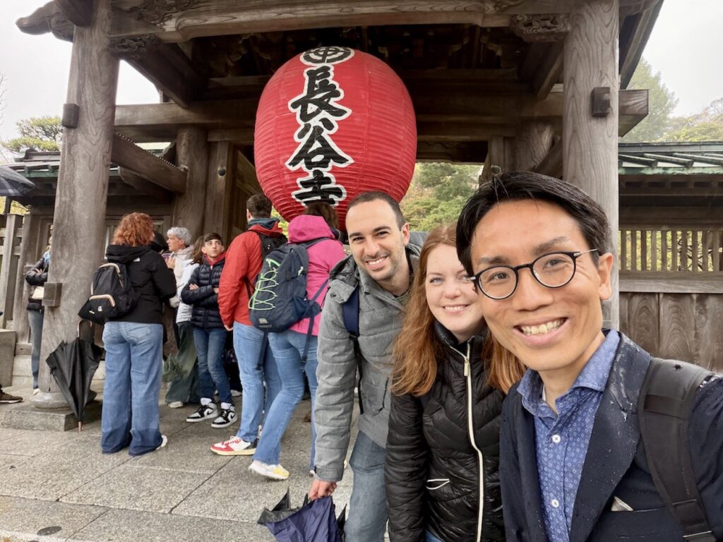 Guests and Guide Takumi Ikeda at Kotoku-in Temple in Kamakura